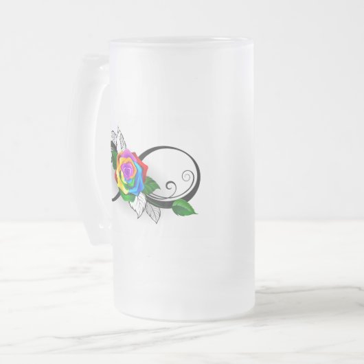Infiniteitssymbool met regenboogRoos Matglas Bierpul (Voorkant links)