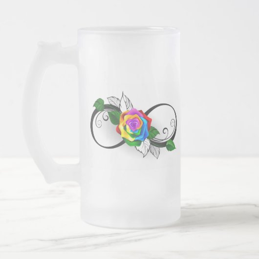 Infiniteitssymbool met regenboogRoos Matglas Bierpul (Links)