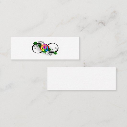 Infiniteitssymbool met regenboogRoos Mini Visitekaartje (Voorkant / Achterkant)