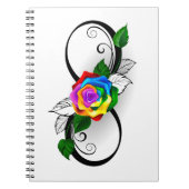 Infiniteitssymbool met regenboogRoos Notitieboek (Voorkant)
