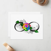 Infiniteitssymbool met regenboogRoos Notitiekaartje (Voorkant / Achterkant in situ)