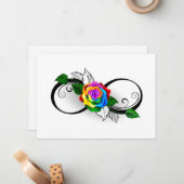 Infiniteitssymbool met regenboogRoos Notitiekaartje (Voorkant / Achterkant in situ)