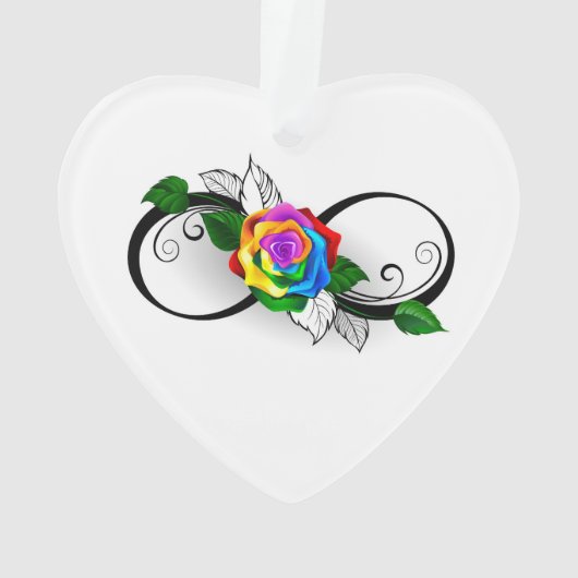 Infiniteitssymbool met regenboogRoos Ornament (achterkant)
