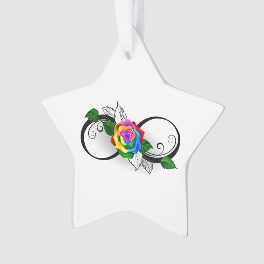 Infiniteitssymbool met regenboogRoos Ornament (voorkant)