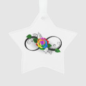 Infiniteitssymbool met regenboogRoos Ornament (voorkant)