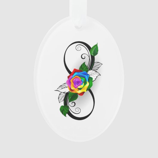 Infiniteitssymbool met regenboogRoos Ornament (voorkant)