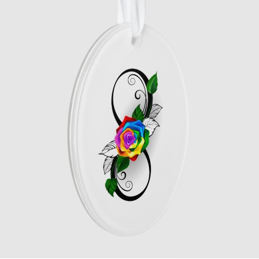 Infiniteitssymbool met regenboogRoos Ornament (voorkant)