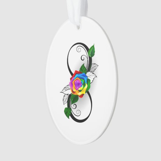 Infiniteitssymbool met regenboogRoos Ornament (voorkant)