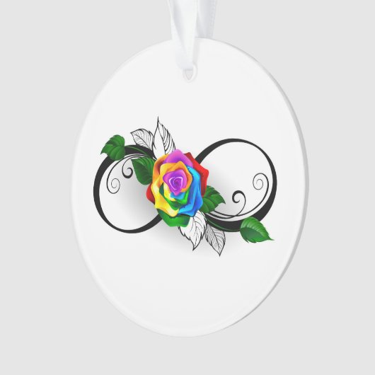 Infiniteitssymbool met regenboogRoos Ornament (voorkant)