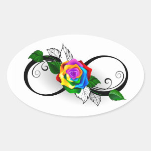 Infiniteitssymbool met regenboogRoos Ovale Sticker