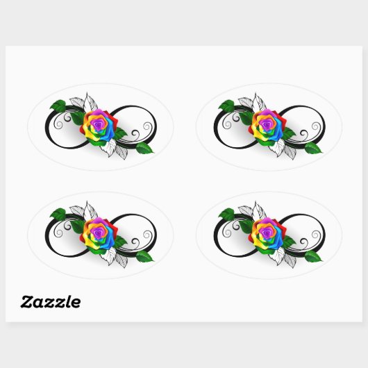 Infiniteitssymbool met regenboogRoos Ovale Sticker (Vel)