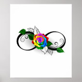 Infiniteitssymbool met regenboogRoos Poster (Voorkant)