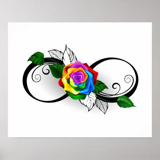 Infiniteitssymbool met regenboogRoos Poster (Voorkant)