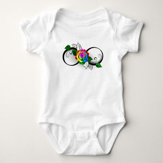 Infiniteitssymbool met regenboogRoos Romper (Voorkant)