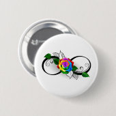Infiniteitssymbool met regenboogRoos Ronde Button 5,7 Cm (Voorkant /achterkant)