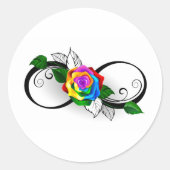 Infiniteitssymbool met regenboogRoos Ronde Sticker (Voorkant)