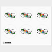 Infiniteitssymbool met regenboogRoos Ronde Sticker (Vel)