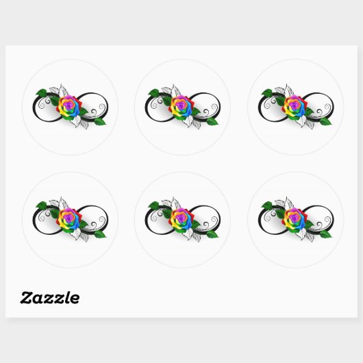 Infiniteitssymbool met regenboogRoos Ronde Sticker (Vel)