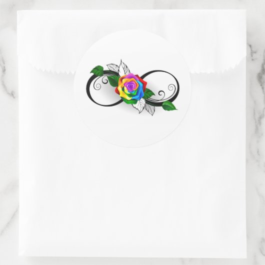 Infiniteitssymbool met regenboogRoos Ronde Sticker (Tas)