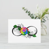 Infiniteitssymbool met regenboogRoos Save The Date (Staand voorkant)