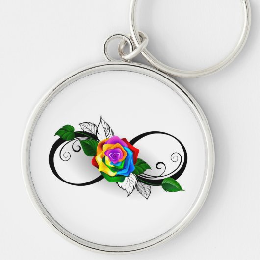 Infiniteitssymbool met regenboogRoos Sleutelhanger (Voorkant)
