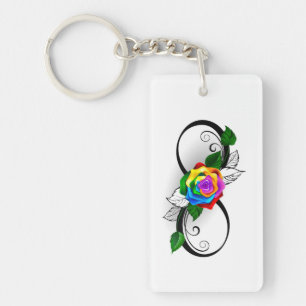 Infiniteitssymbool met regenboogRoos Sleutelhanger