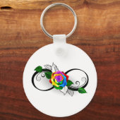 Infiniteitssymbool met regenboogRoos Sleutelhanger (Voorkant)