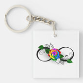 Infiniteitssymbool met regenboogRoos Sleutelhanger (voorkant)