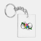 Infiniteitssymbool met regenboogRoos Sleutelhanger (Voorkant Links)