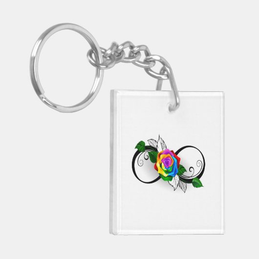 Infiniteitssymbool met regenboogRoos Sleutelhanger (Voorkant Links)