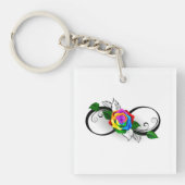 Infiniteitssymbool met regenboogRoos Sleutelhanger (Voorkant)