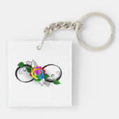 Infiniteitssymbool met regenboogRoos Sleutelhanger (Achterkant)
