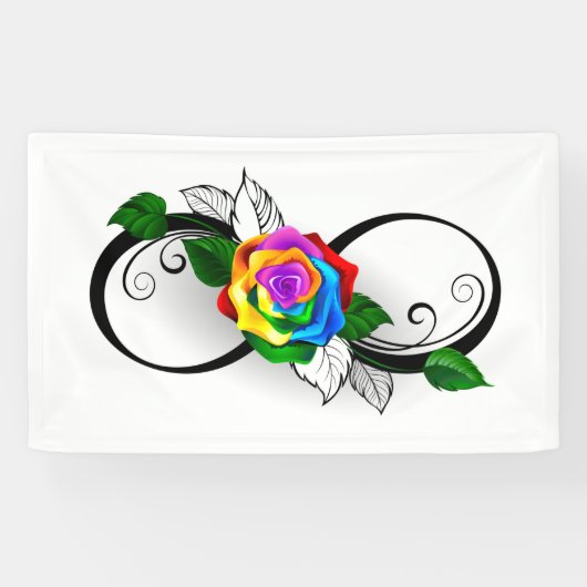 Infiniteitssymbool met regenboogRoos Spandoek (Horizontaal)