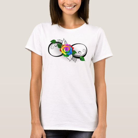 Infiniteitssymbool met regenboogRoos T-shirt (Voorkant)