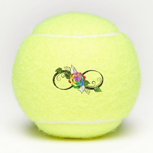 Infiniteitssymbool met regenboogRoos Tennisballen (Voorkant)