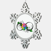 Infiniteitssymbool met regenboogRoos Tin Sneeuwvlok Ornament (Rechts)