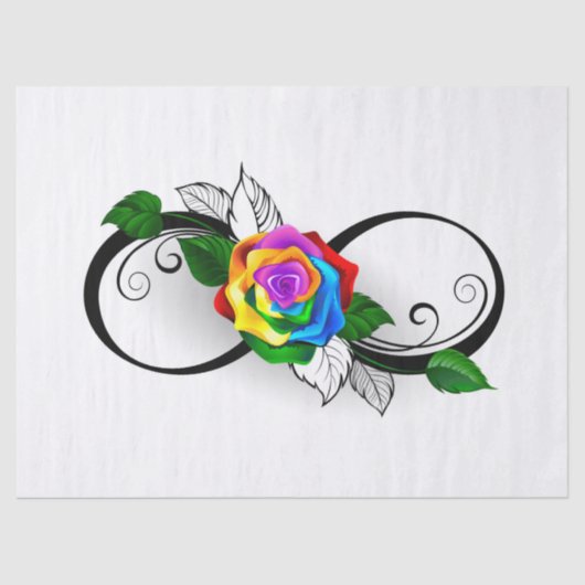 Infiniteitssymbool met regenboogRoos Tissuepapier (Voorkant)