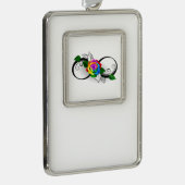 Infiniteitssymbool met regenboogRoos Verzilverd Omlijst Ornament (Rechts)
