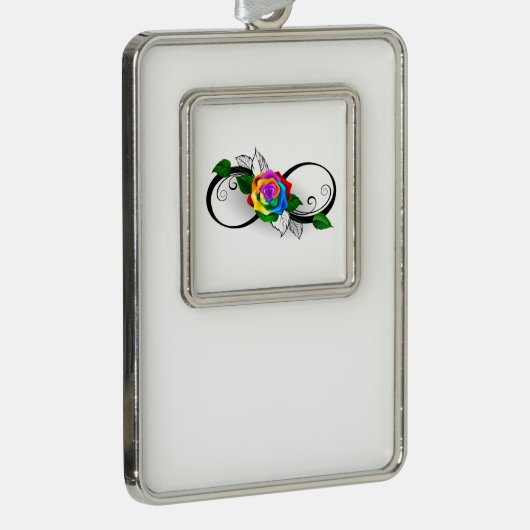 Infiniteitssymbool met regenboogRoos Verzilverd Omlijst Ornament (Rechts)