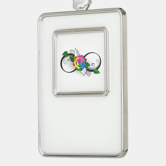Infiniteitssymbool met regenboogRoos Verzilverd Omlijst Ornament (Links)