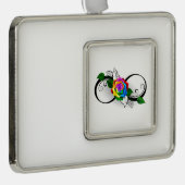 Infiniteitssymbool met regenboogRoos Verzilverd Omlijst Ornament (Rechts)
