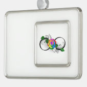 Infiniteitssymbool met regenboogRoos Verzilverd Omlijst Ornament (Links)