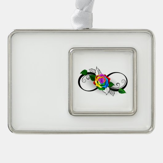 Infiniteitssymbool met regenboogRoos Verzilverd Omlijst Ornament (Voorkant)