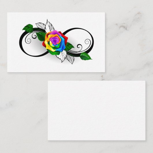 Infiniteitssymbool met regenboogRoos Visitekaartje (Voorkant / Achterkant)