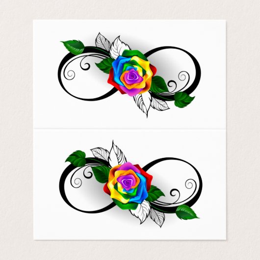 Infiniteitssymbool met regenboogRoos Visitekaartje (Buitenkant ongevouwen)