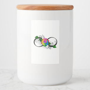 Infiniteitssymbool met regenboogRoos Voedselcontainer Etiket