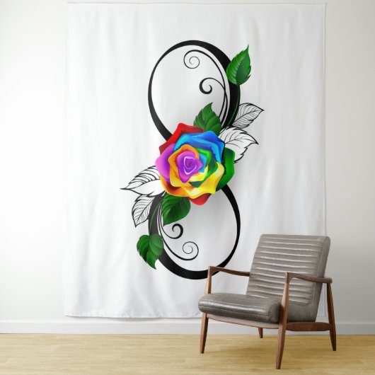 Infiniteitssymbool met regenboogRoos Wandkleed (In situ)