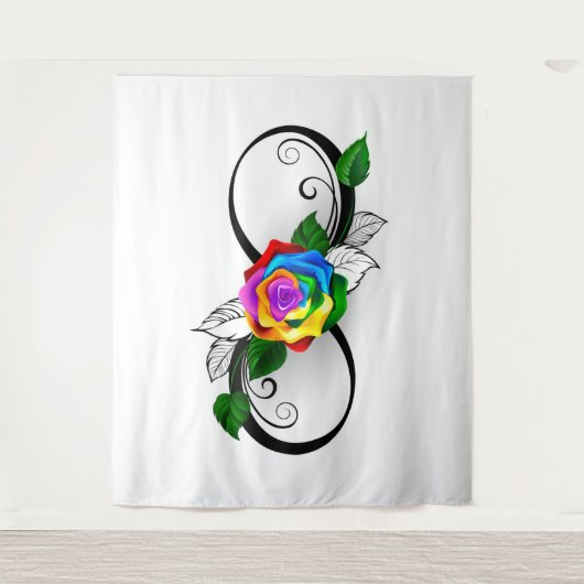 Infiniteitssymbool met regenboogRoos Wandkleed (Voorkant)