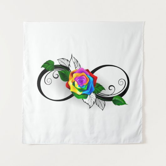 Infiniteitssymbool met regenboogRoos Wandkleed (Voorkant)