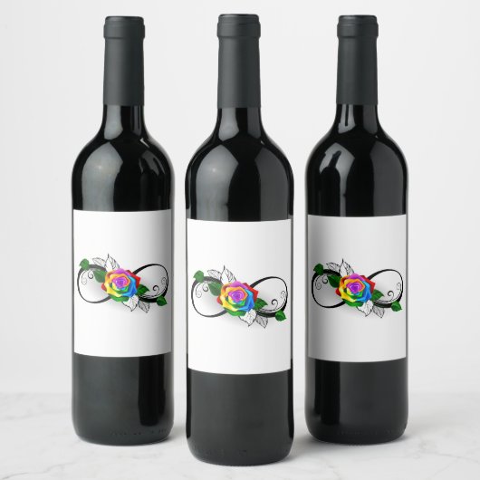 Infiniteitssymbool met regenboogRoos Wijn Etiket (Flessen)